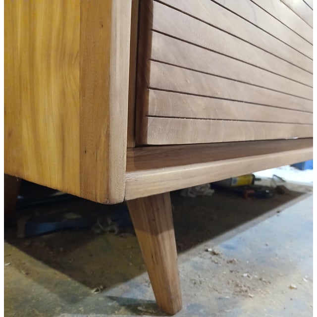 Mid-Century Modern Solid Elm Louvered 6-Drawer Dresser For Sale - Image 12 of 16