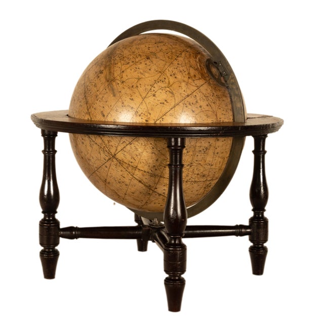 Antique Pair Georgian Terrestrial & Celestial Globes on Stands, Signed J. & W. Cary, 1802 and T. M. Bardin 1800 For Sale - Image 10 of 18