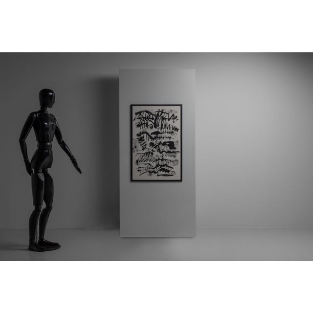 Super rare and large abstract black and white painting by Jan Schoonhoven, The Netherlands 1983. Schoonhoven’s...