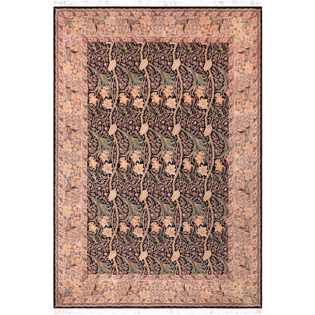 Elegant Pak-Persian Black/Taupe Wool Rug - 9'2'' X 12'4'' For Sale - Image 9 of 9