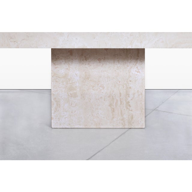 Mid-Century Modern 1980s Italian Modernist Travertine Dining Table For Sale - Image 3 of 12