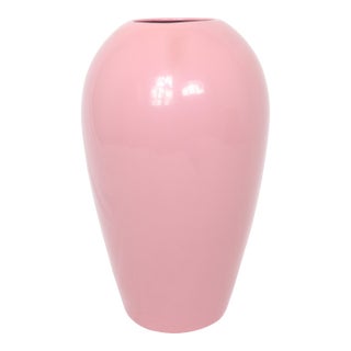 Vintage Haeger Pottery Pink Floral Floor Vase For Sale