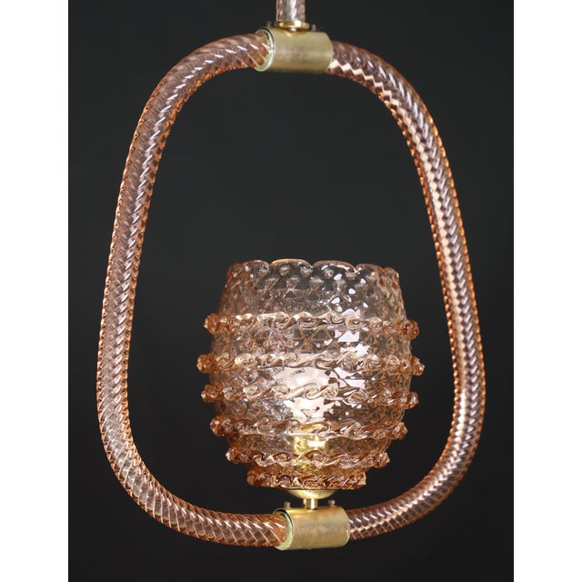 1940s Amazing Pink Art Deco Barovier E Toso Chandelier, Glass Murano For Sale - Image 13 of 16