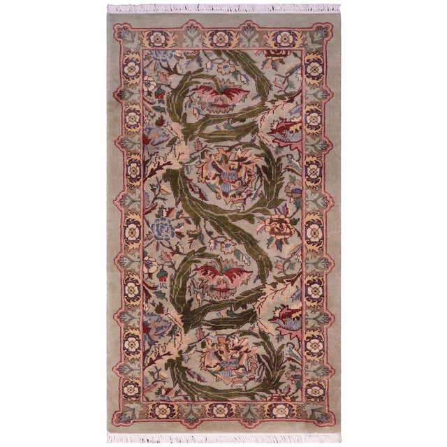 Floral 1990's Pak-Persian Green/Green Wool Rug - 2'0'' X 4'3'' For Sale - Image 9 of 9
