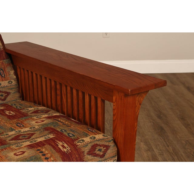 Bassett Furniture Mission Style Oak Spindle Settee For Sale In Philadelphia - Image 6 of 18