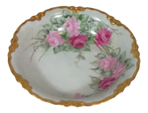 1930s Hand Painted German Rose Floral Fruit Bowl