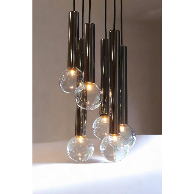 Mid-Century Chrome 6-Light Cascading Lamp by Motoko Ishii for Staff, 1970s For Sale - Image 15 of 18