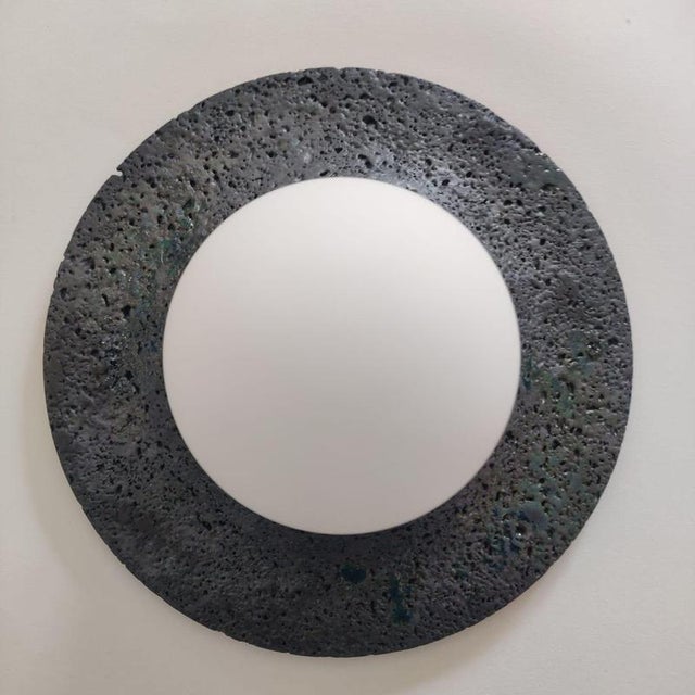 Contemporary Basalte Glazed Lava Stone Wall Lamp by Clemence Birot For Sale - Image 3 of 18