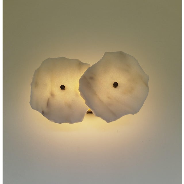 Modern Sculptural with 2 piece Marble Led Wall Sconce Light Contemporary Organic Design For Sale - Image 13 of 15