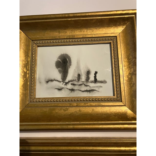 2 original 5 x 7 ink paintings on heavy paper unsigned Overall size with new old stock frame is 9.25 x 11.25