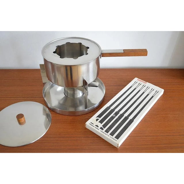 Danish Fondue Set by Peter Holmblad for Stelton, Set of 7 For Sale - Image 3 of 7