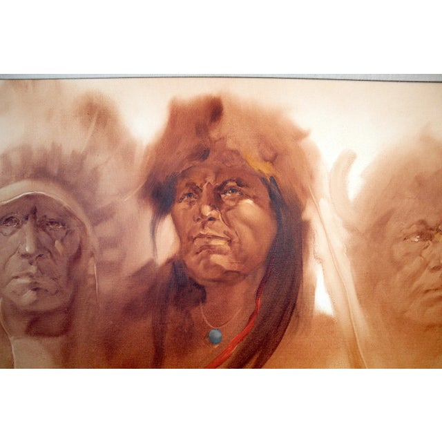 1980s Lisandro Lopez Baylon (B. 1951) 6 Foot American Indian Painting For Sale - Image 9 of 16