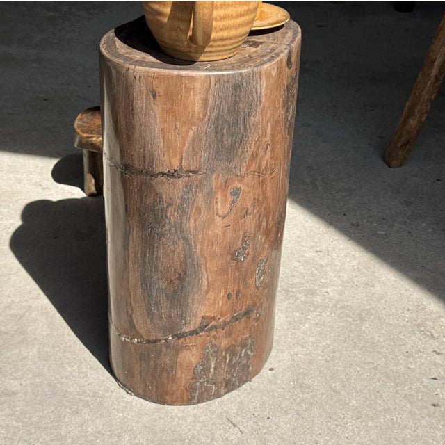 Brown Side Table in Brown Petrified Wood, 1980s For Sale - Image 8 of 18