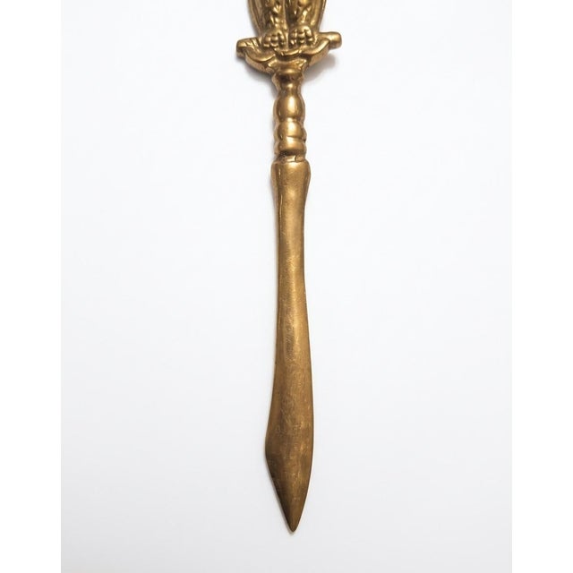 Vintage Mid-Century Cast Brass Wise Owl Figural Letter Opener For Sale - Image 4 of 5