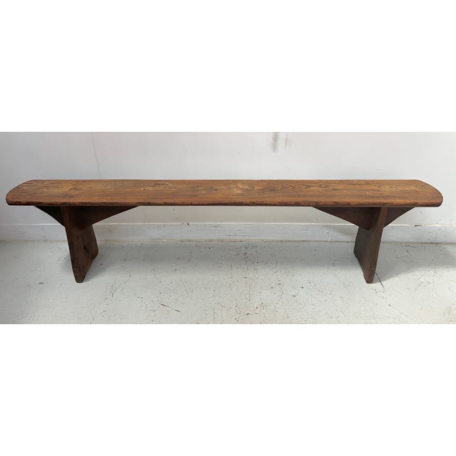 Brown Farmhouse Table Bench in Elm For Sale - Image 8 of 12