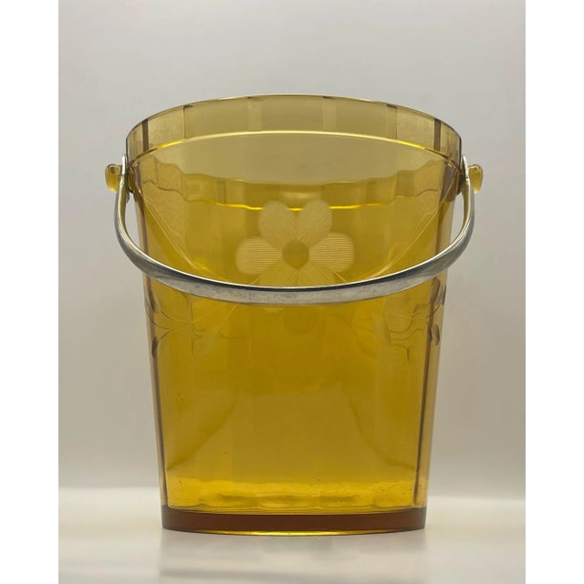 1930’s Amber Etched Glass Ice Bucket For Sale - Image 10 of 12