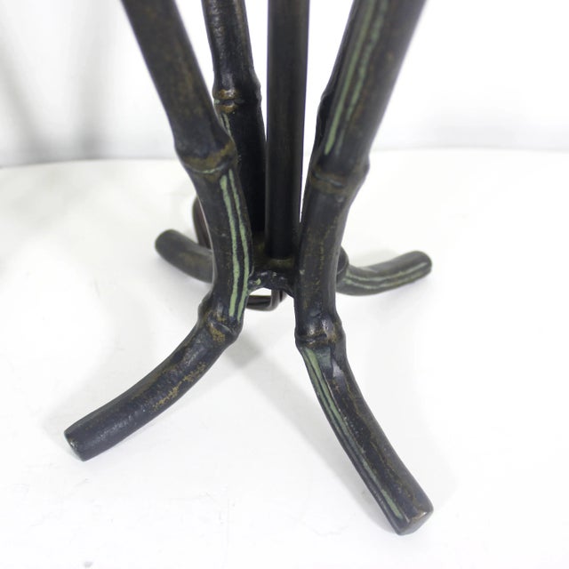 Japanese Vintage French Faux Bamboo Lamps With Bronze Finish - A Pair For Sale - Image 3 of 11