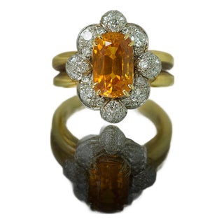 Late 20th Century Keith Davis Orange Sapphire Ring, Size 6.5 For Sale
