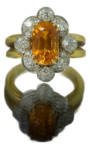 Late 20th Century Keith Davis Orange Sapphire Ring, Size 6.5