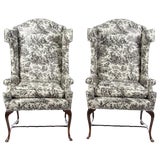 Image of Pair of George III Style Wingback Armchairs, Early 20th Century For Sale