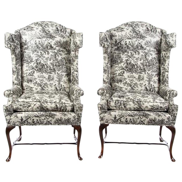 Pair of George III Style Wingback Armchairs, Early 20th Century For Sale
