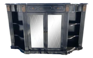 Vintage John Stuart Hall Server Lattice Work Mirrored Cabinet Doors