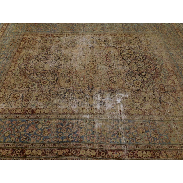 Distressed Antique Persian Kerman Rug. 7'1"x 9'7" For Sale - Image 4 of 18