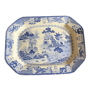 A Large Mason's Ironstone China Blue Transfer Decorated Platter "Turner Willow" Pattern, Circa 1830's