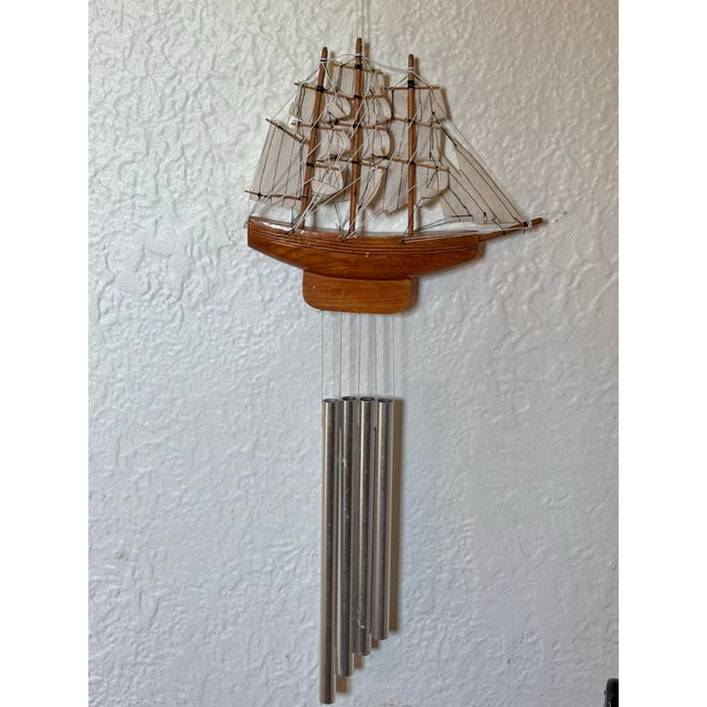 Wood 1980s Nautical Wooden Clipper Ship Wind Chime For Sale - Image 7 of 11