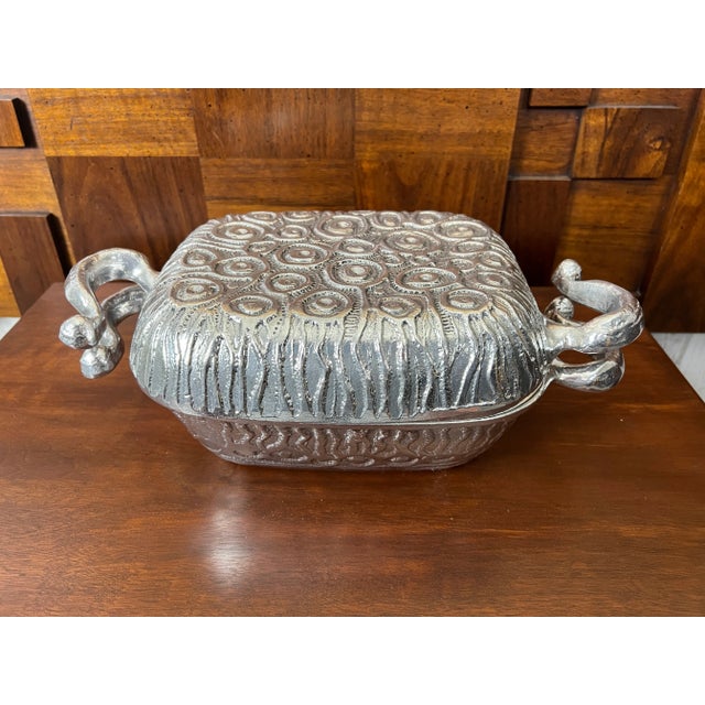 Vintage casserole dish with covered lid by Donald Drumm. Obviously this has never been used by it's condition, Cast...