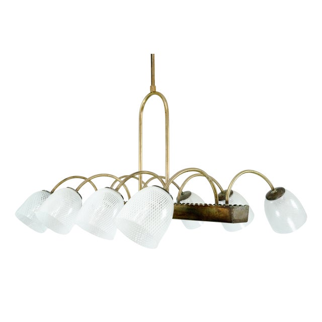 Mid-Century Modern Reticello Glass Chandelier from Venini, Italy, 1940s For Sale
