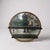 Striking large-scale industrial mirror featuring a circular metal frame with beautifully aged patina and two fixed wooden...