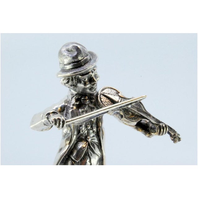 Silver Musician Playing Violin Figurine For Sale - Image 8 of 9