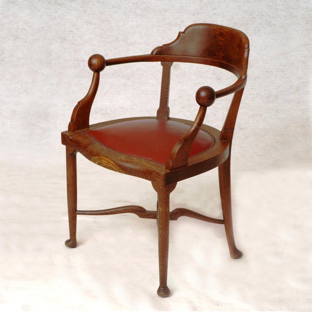 Wood Hungarian Solid Oak Model No. 803 Armchair from Lingel Karoly & Sons, 1915 For Sale - Image 7 of 9