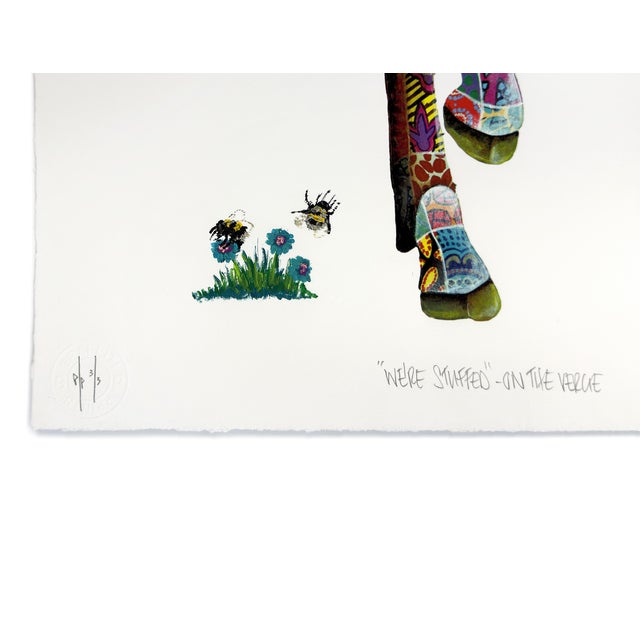 Contemporary Louis Masai, "We're Stuffed" - On the Verge, Unique Hand Painted Screen Print, 2019 For Sale - Image 3 of 4