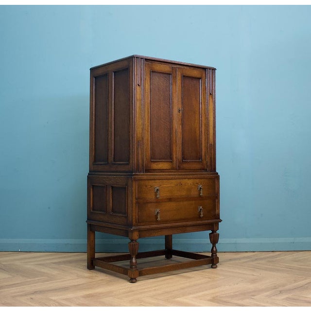 Brown Vintage Oak Drinks Cabinet, 1960s For Sale - Image 8 of 8