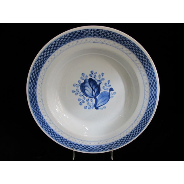 Early 20th Century Royal Copenhagen 950 Aluminia Faience Tranquebar Blue 10" Soup Bowl 4pc Set For Sale - Image 5 of 9