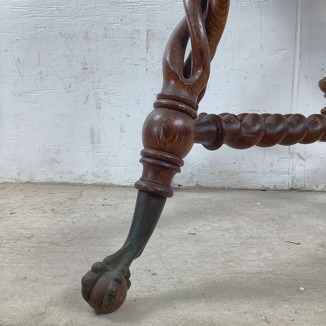 Antique Wooden Accent Table With Ball-and-Claw Feet For Sale - Image 12 of 18