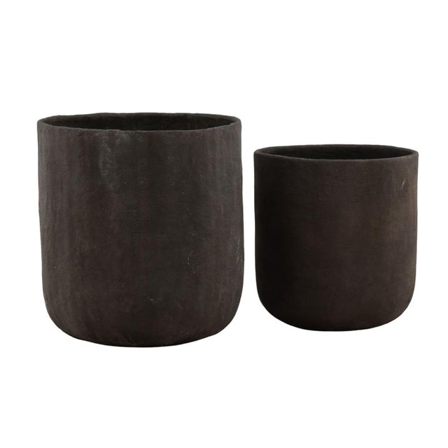 Contemporary Modern Outdoor Dark Cocoa Composite Planter Large For Sale - Image 3 of 5