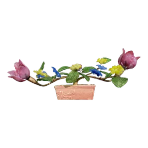 Mid 20th Century Glass Potted Jade Glass Flower Light