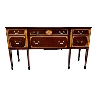1980s Handsome Huntley Furniture Federal Style Marquetry Buffet Sideboard For Sale