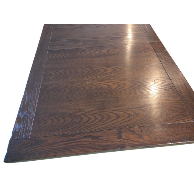 1970s Ethan Allen Jacobean Charter Oak Dining Room Table Gothic Spanish Regency For Sale - Image 12 of 18