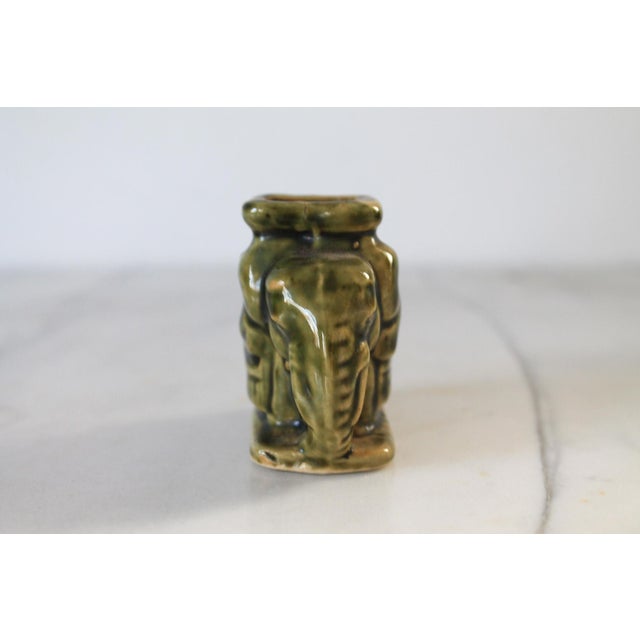 Vintage Green Ceramic Elephant Toothpick Holder For Sale In Milwaukee - Image 6 of 11