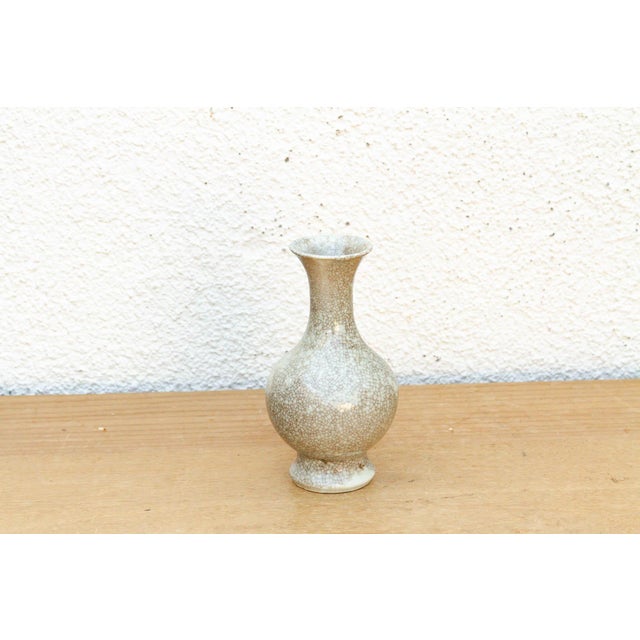 Contemporary Bulbous Silhouette Ceramic Crackle Small Vase For Sale - Image 3 of 6