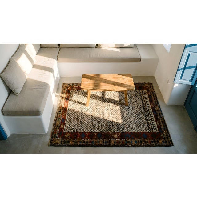 1890s Ivory Geometric Tribal Antique Nw. Persian Carpet 3' 4" X 5' Handknotted Wool Rug For Sale - Image 18 of 18