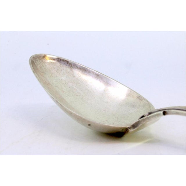 Silver Rice and Serving Spoon with Raised Handle Grooves and Monogram Card For Sale - Image 5 of 9