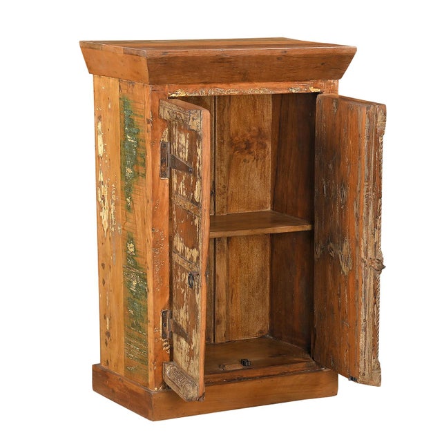 1970s Rustic Ranch Style DIstressed Wood Two Door 112 in Narrow Cabinet For Sale - Image 4 of 4