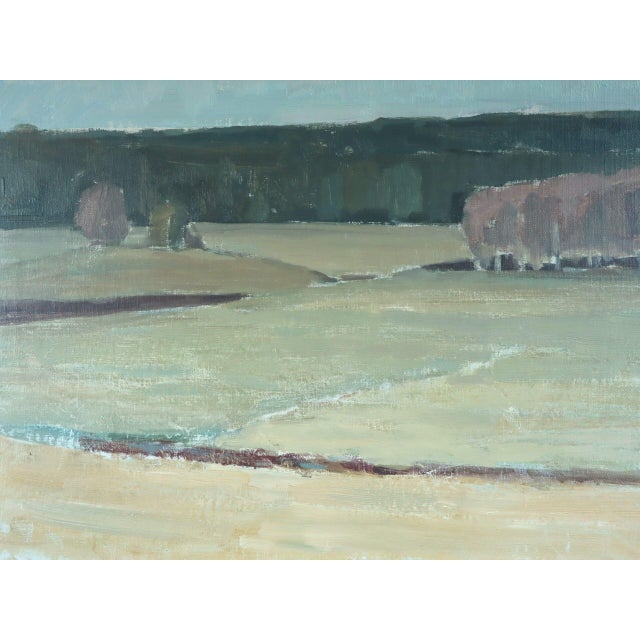 1959 Mid-Century Modern 'Fields at First Light' Vintage Swedish Original Landscape Oil Painting, Framed For Sale - Image 10 of 12
