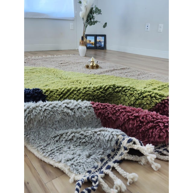 Hot Pink Contemporary Multicolor Color Block Wool Moroccan Rug For Sale - Image 8 of 11