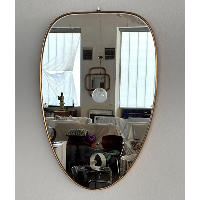 Mid-Century Modern Large Italian Wall Mirror with Original Brass Frame, 1970s For Sale - Image 3 of 18